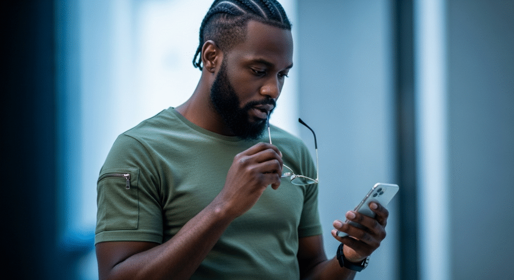 Alt text: Man trying to avoid Amex gift card issues