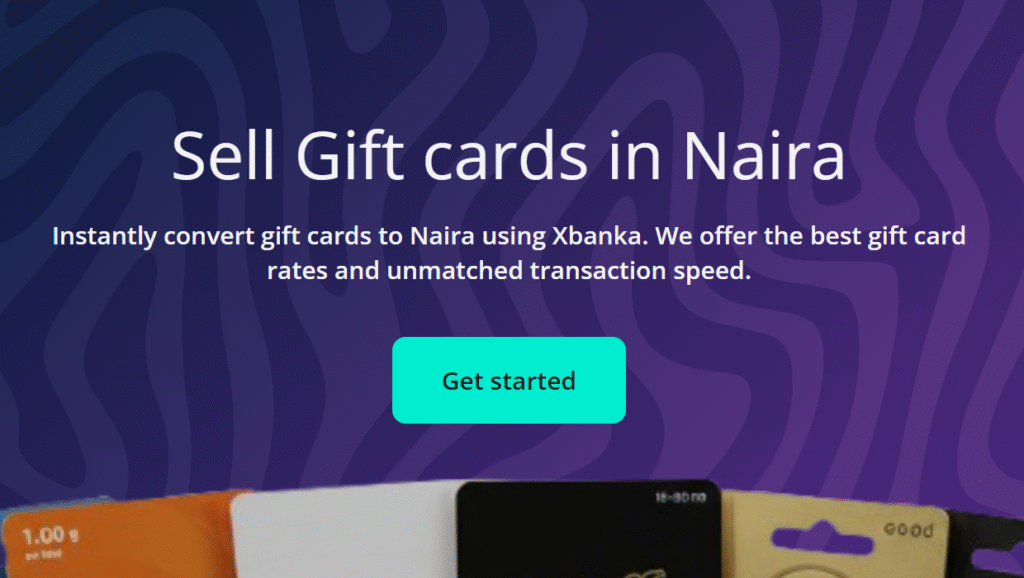 Xbanka interface for trading gift card to Naira