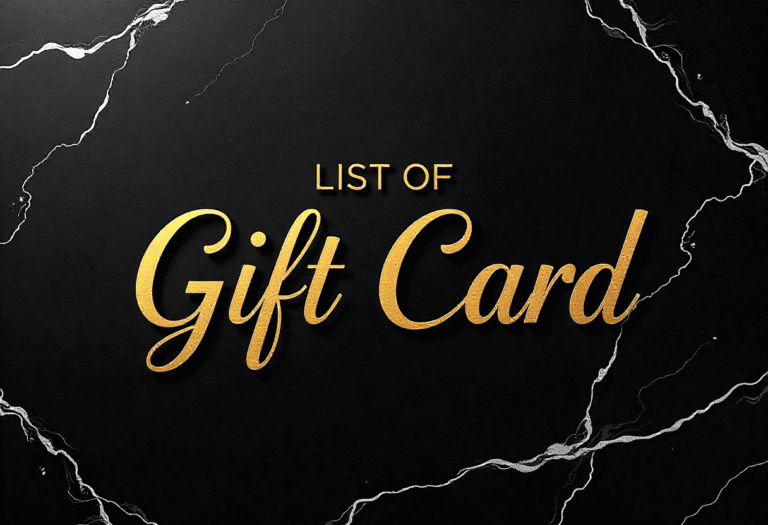 list of gift cards