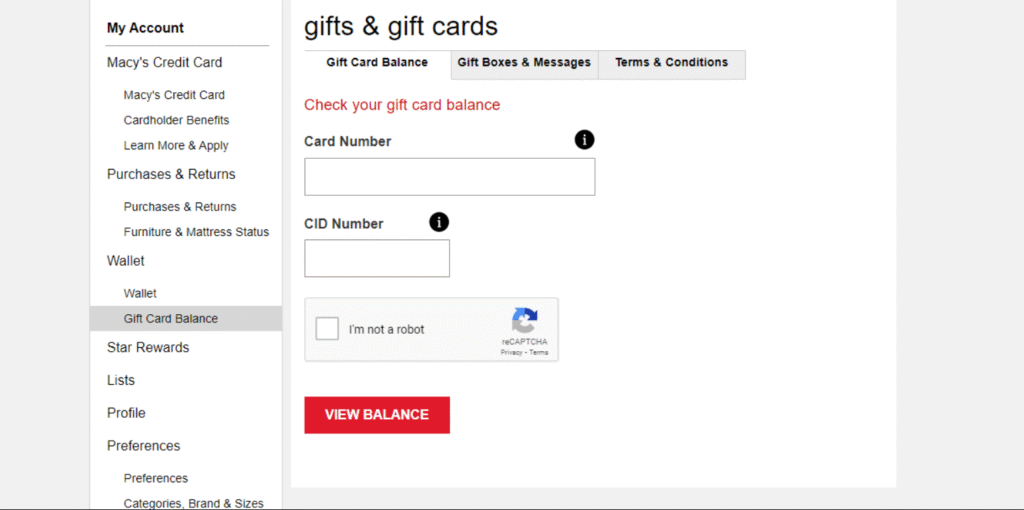 Macy’s Gift Card Balance
