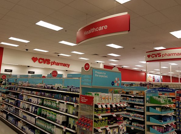A CVS Pharmacy gift card display rack.