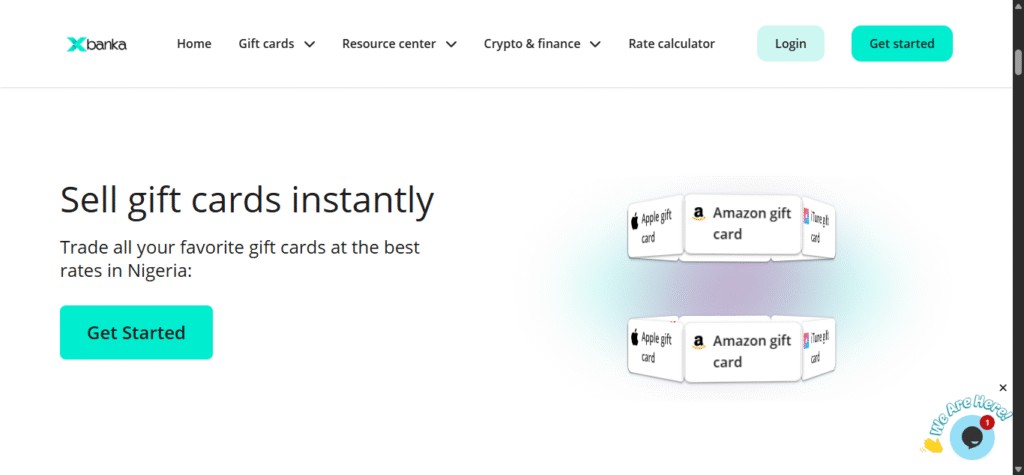 Xbanka dashboard showing how to Redeem gift card easily