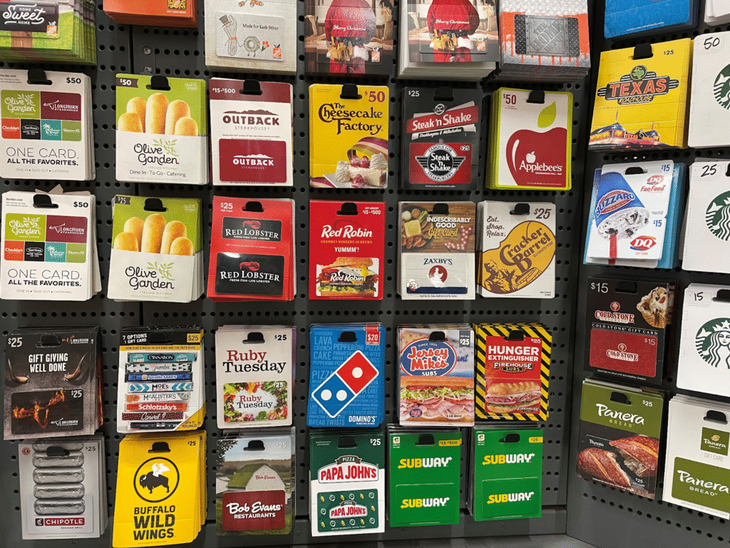 Fast food gift cards